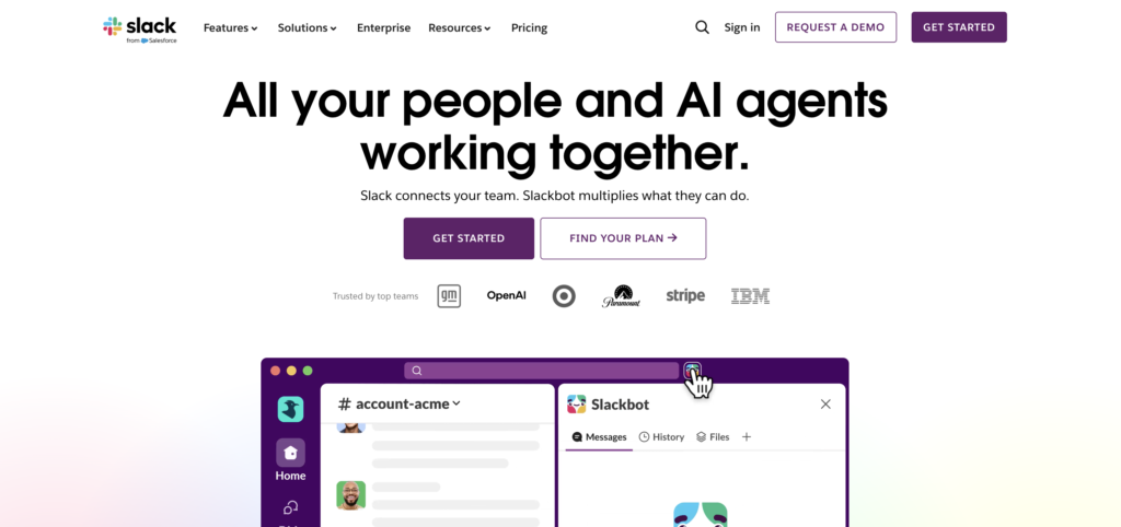 slack homepage