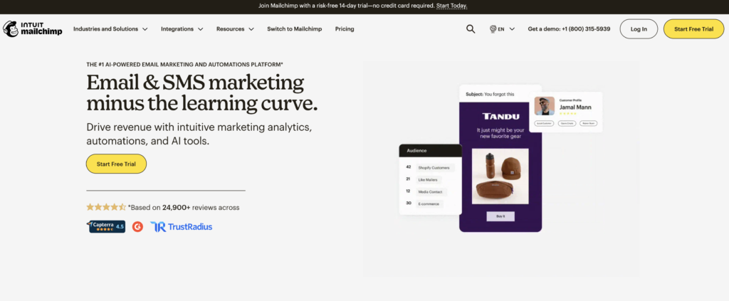 mailchimp home page