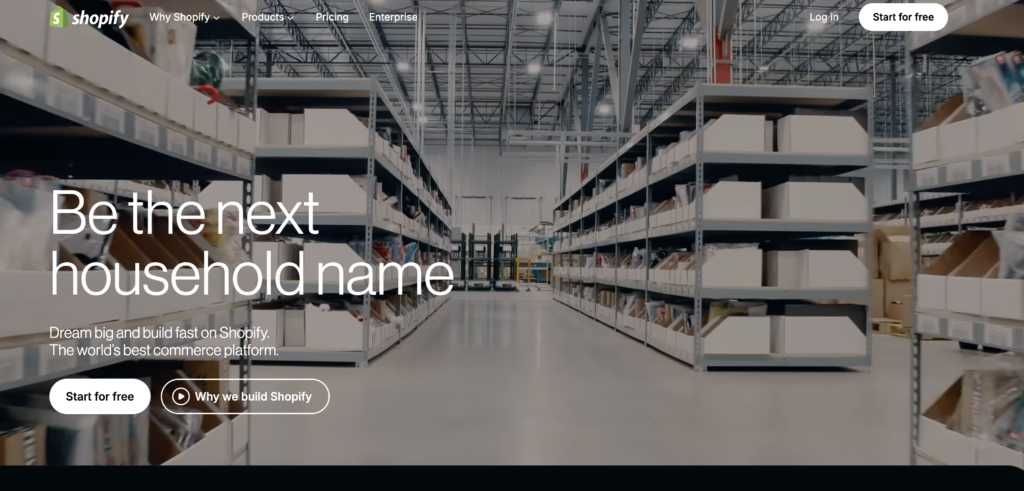 shopify home page