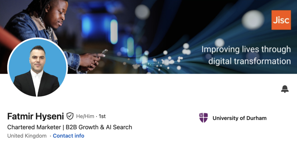 Fatmir Hyseni's LinkedIn Profile Screenshot