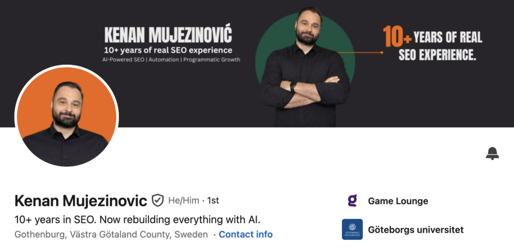 Kenan Mujezinovic's LinkedIn Profile Screenshot