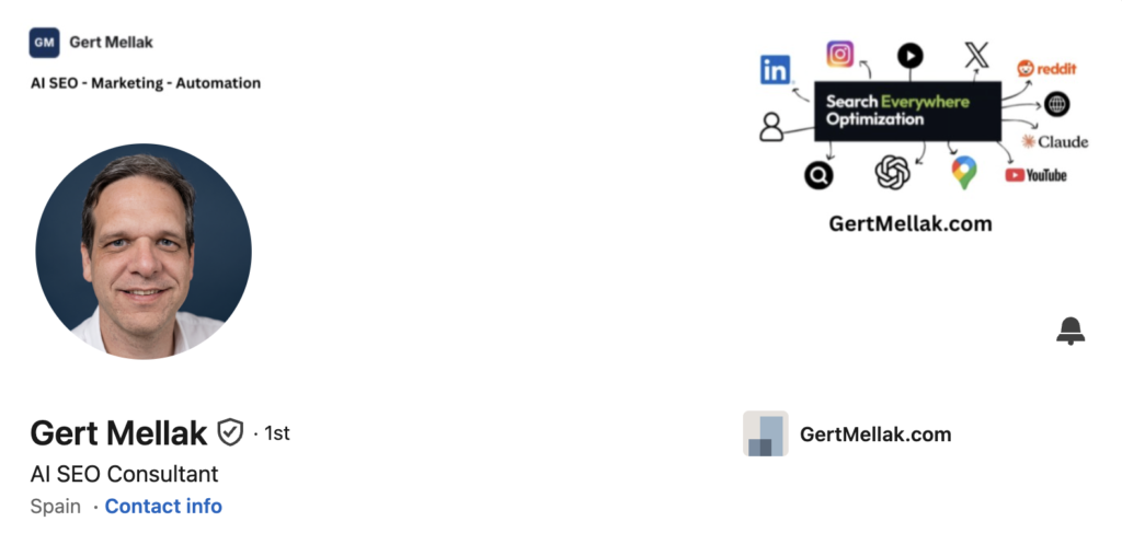 Gert Mellak's LinkedIn Profile Screenshot