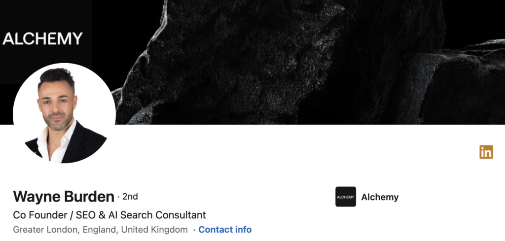 Wayne Burden's LinkedIn Profile Screenshot